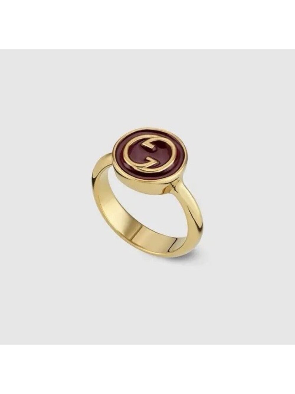 NEW GUCCI Blondie Red Ring Sz M US 7.5 Enamel Gold